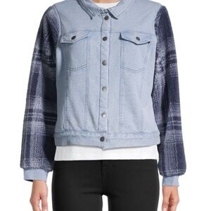 VINTAGE HAVANA Mixed-Media Denim Jacket